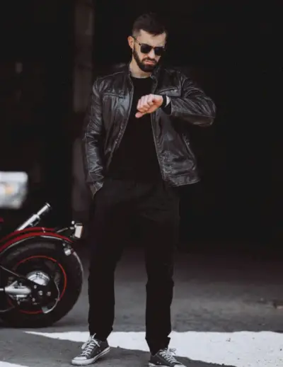 Læderjakke Outfits Mænd All Black