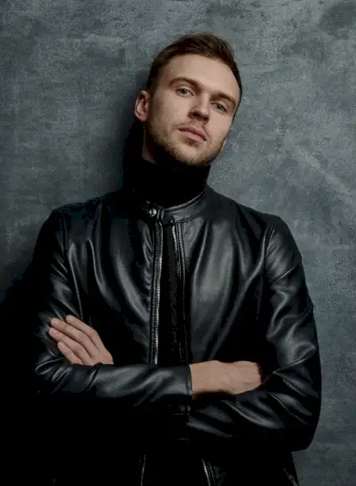 Læderjakke Outfits Mænd Racerjakke rullekrave