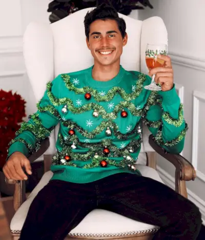 Tipsy Elves Gaudy Garland Lelijke kersttrui heren