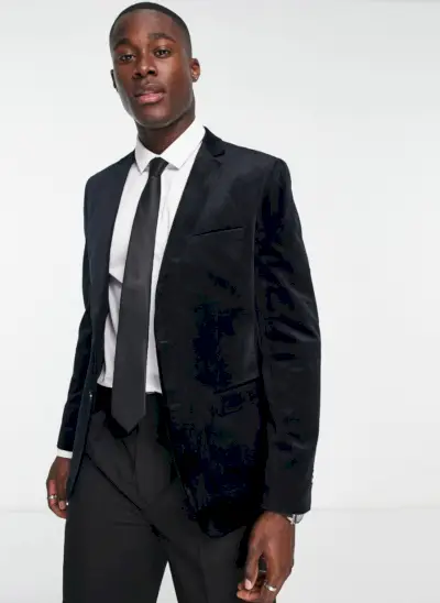 French Connection Fluwelen blazer zwart Heren ASOS