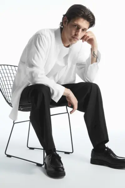 Meias de algodão mercerizado COS masculinas estilo casual empresarial