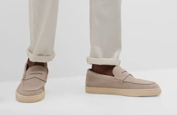 Brunello Cucinelli Mocassim Híbrido de Camurça Masculino Neiman Marcus