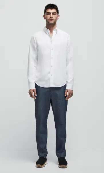 Camisa Rag & Bone Fit 1 Algodão Linho Zac Camisa Relaxada com Botão