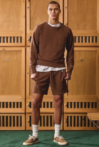 Athleisure Män Sweatshirt Sweat Shorts Brun Todd Snyder Champion