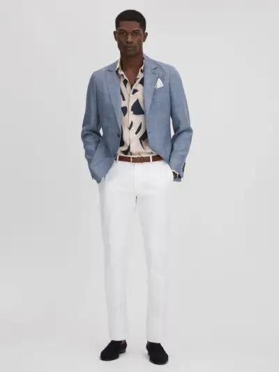 Blazer Bedrukt Overhemd Zomer Bruiloft Stijl Reiss