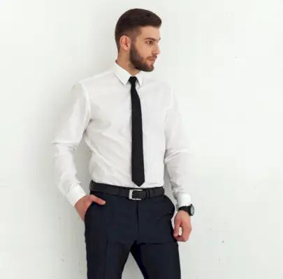 Funeral Attire Chemise blanche pour homme Pantalon à cravate noire