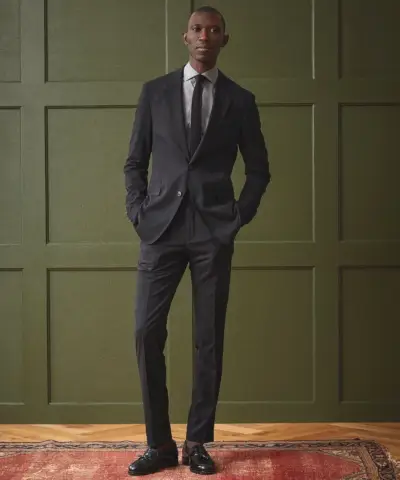 טוד סניידר קרן צמר איטלקי חליפת סאטון שחורה