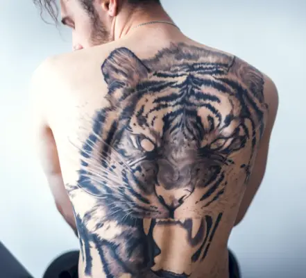 Tiger Back Tattoo Moški