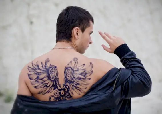 Angel Wings Back Tattoo moški
