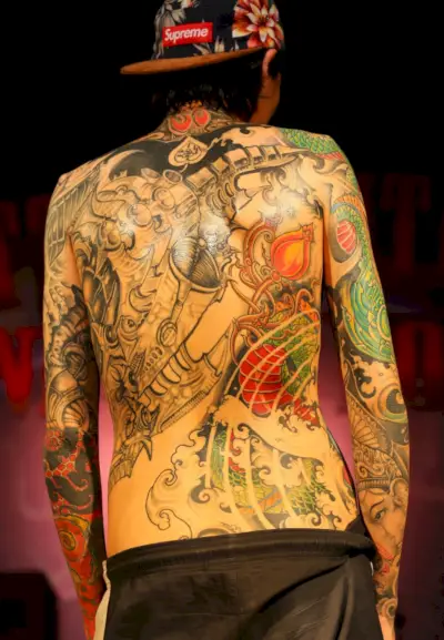 Japonski Irezumi Back Tattoo Moški