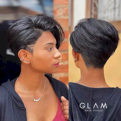 Feminine African-American undercut pixie cut