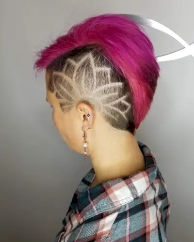Cute Flower Arrangement Design on Mohawk Pixie Cut