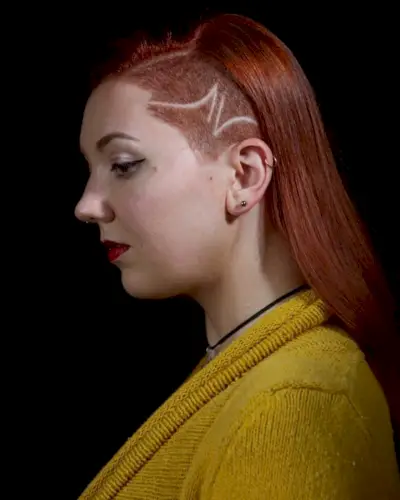 Stylish Simple Undercut Hairstyle on Red Copper Tone