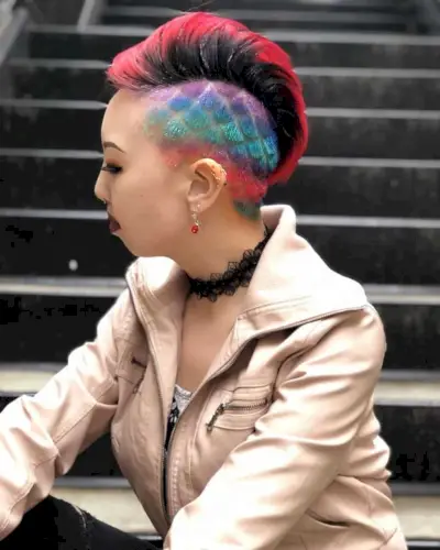 Magnificent Undercut Pixie with Mermaid Design