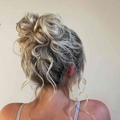 Messy Wavy Boho Updo as Volleyball Hairstyle