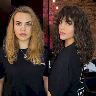 Amazing Loose Wavy Perm Style for mid-length hair and bangs