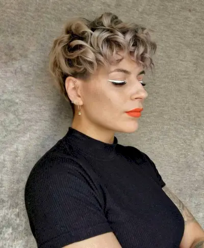 Permanent wavy pixie cut
