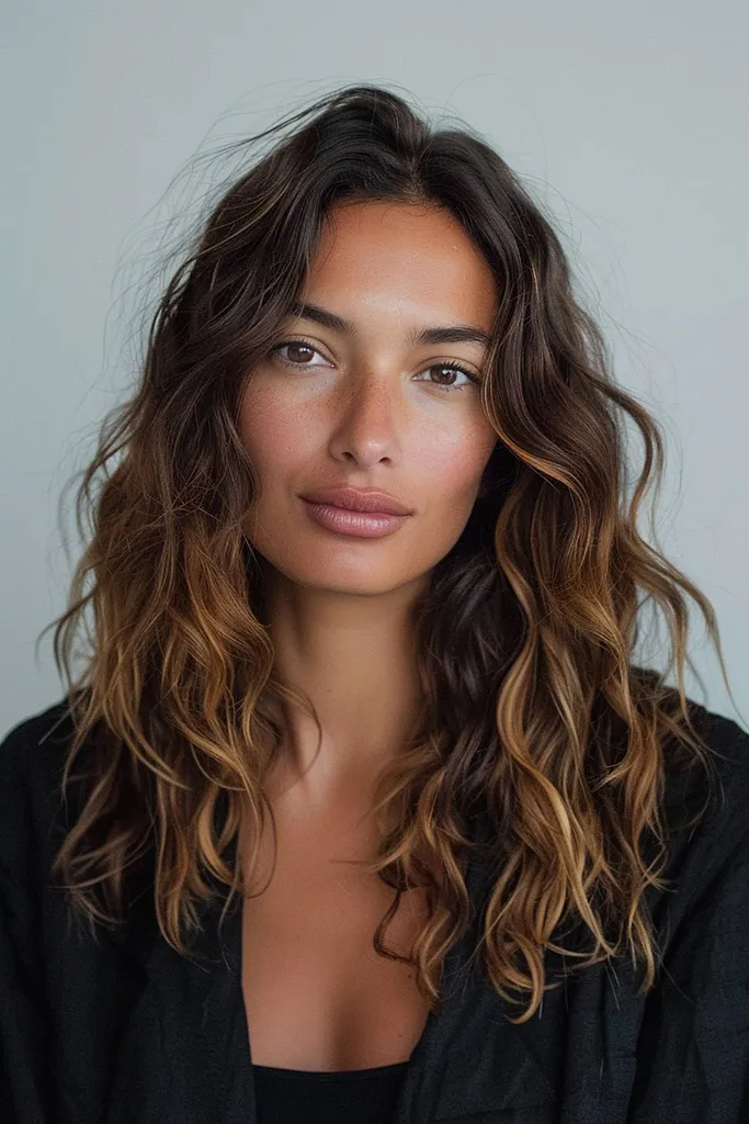 Păr natural ondulat, cu textură aburită și lumini' title=