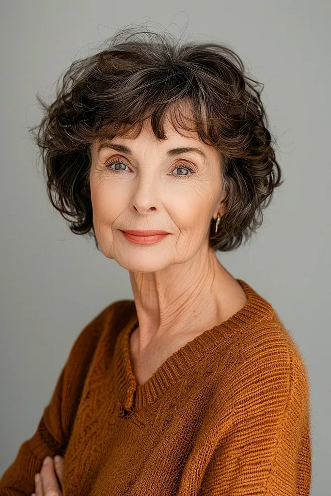 Păr scurt ondulat natural cu stratificare moale' title=