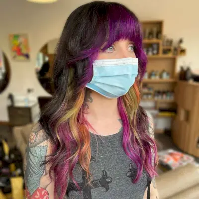 Shag with Soft Waves and Vivid Highlights