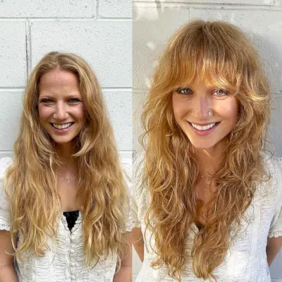 Layered Wolf Cut with Thin Bangs