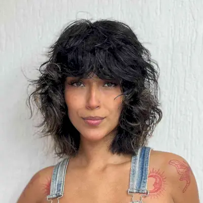 Messy Shag with Waves for Thick Hair