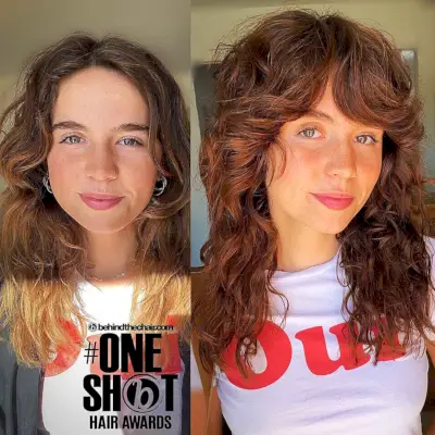 Wavy Shaggy Mullet with Thick Bangs