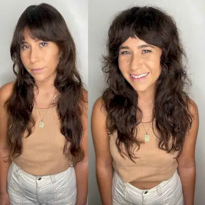 Long Voluminous Shag with Crown Layers