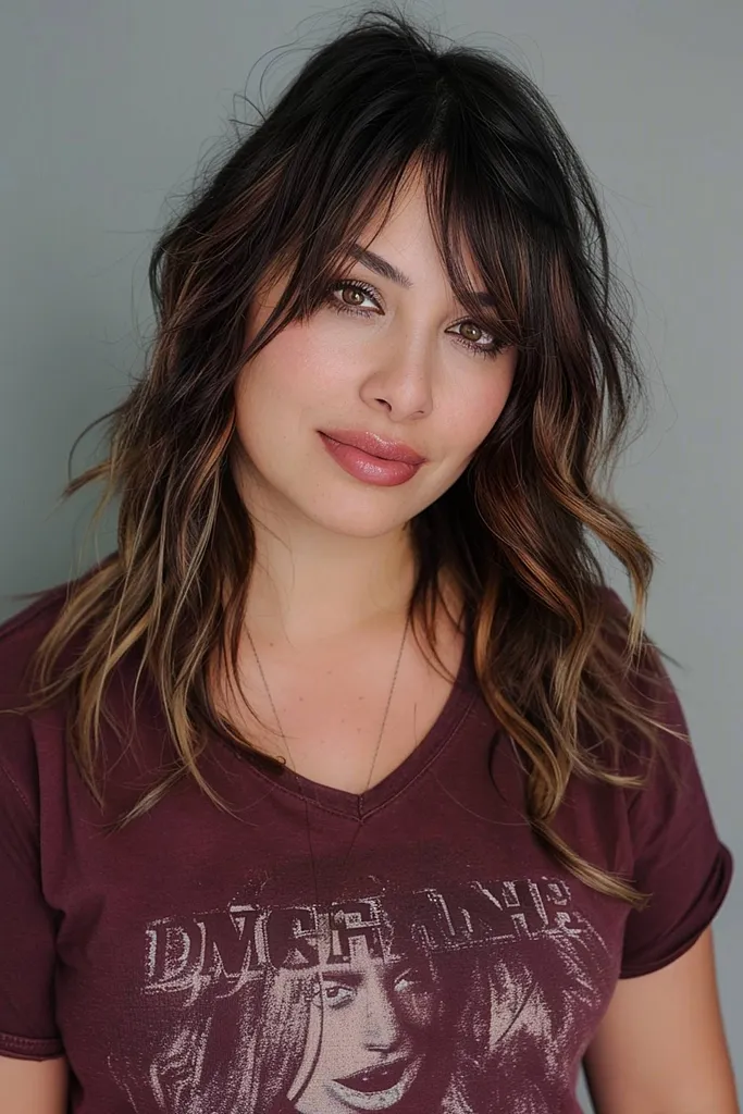 Tunsoare stratificată cu încadrarea feței pentru păr natural ondulat' title=