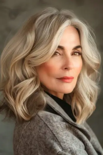 תסרוקת גלים רכים באורך בינוני.