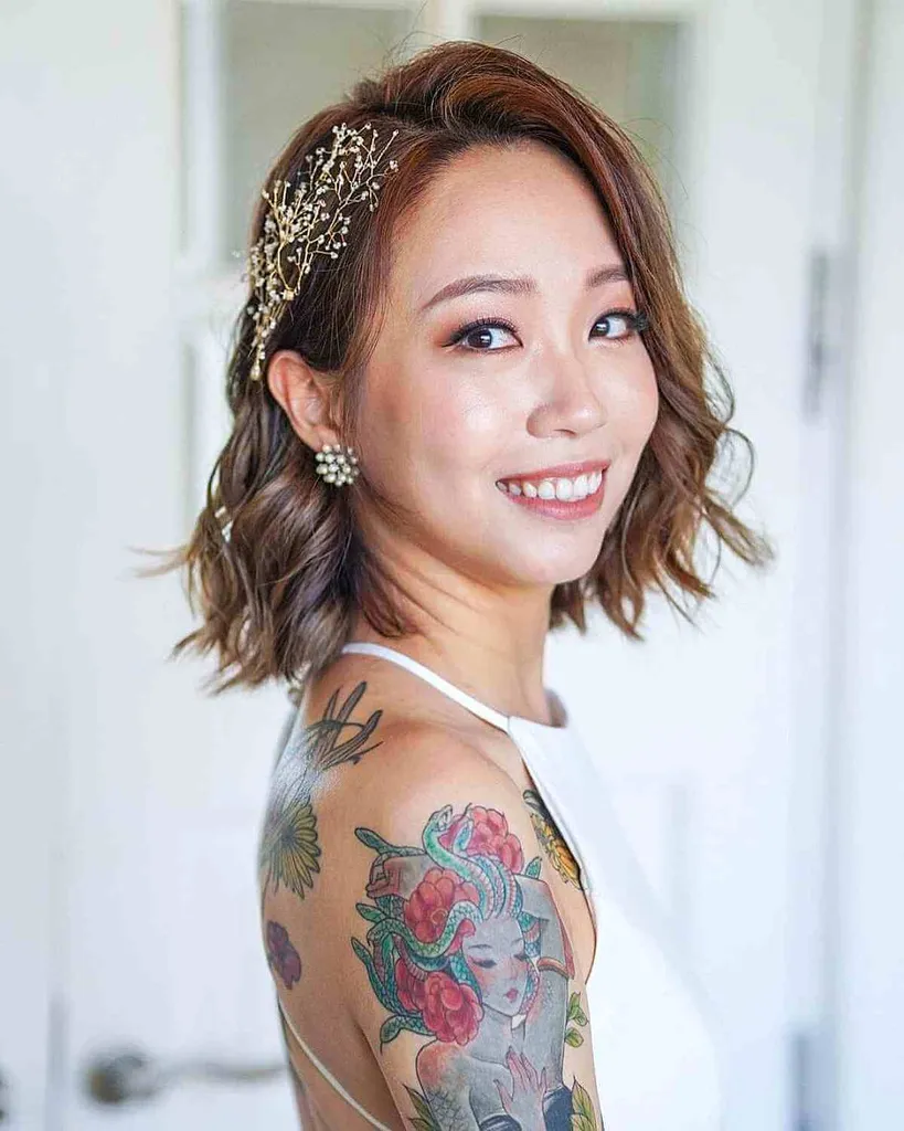 34 のゴージャスなショート ウェディング ヘアスタイルとブライダル ヘアのアイデア' title=