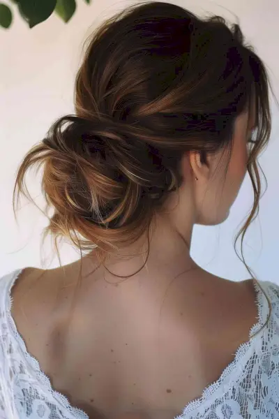Twisted espresso to caramel updo for brides