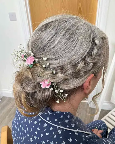Soft Updo with Rose Flower