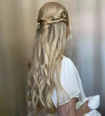 Half Up Wedding Hairstyle for Long Hair