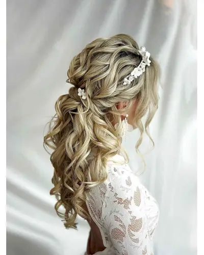 Long Wedding Low Side Half Up Half Down