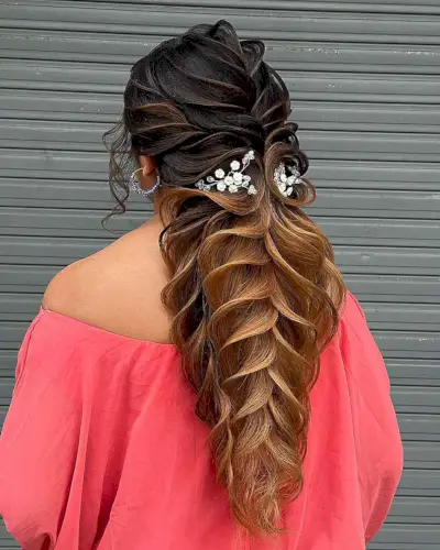 Wedding Uniquely Designed Ponytail for Long Hair