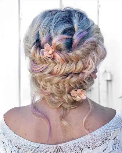 Florals in a Fishtail Braid for Bridesmaids