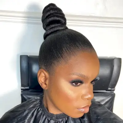 Chic Top knot for black woman bridesmaids