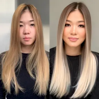 Sleek hairstyle for bridesmaid with straight hair