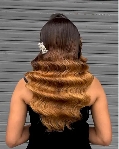 Hollywood Waves for Long Ombre Hair for Bridesmaids