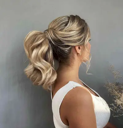 Easy Voluminous Ponytail Wedding Guest Style for Blonde Thick Hair