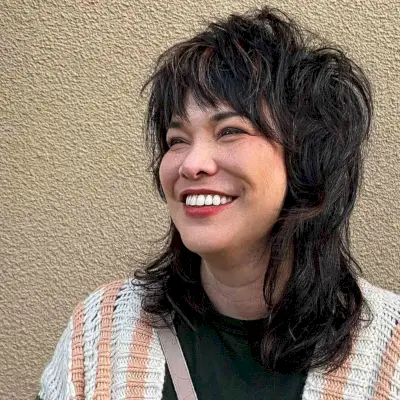 Layered Mullet Wolf Cut for Women Over 40