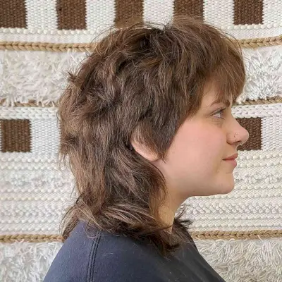 Medium-Length Wolf Cut Shaggy Mullet on Thick Hair