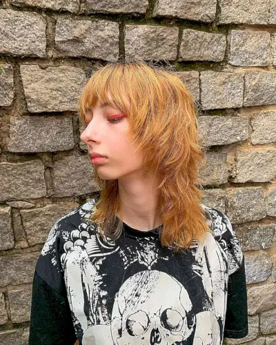 Natural Texture on Shaggy Mullet Wolf Cut Hair