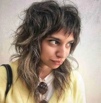 Medium Textured Wolf Haircut with Highlights