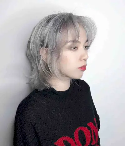 Mini Wolf Cut Mullet with Ash Grey Color