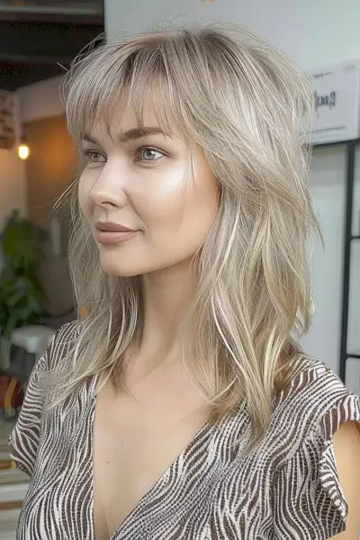 bleach blonde wolf cut