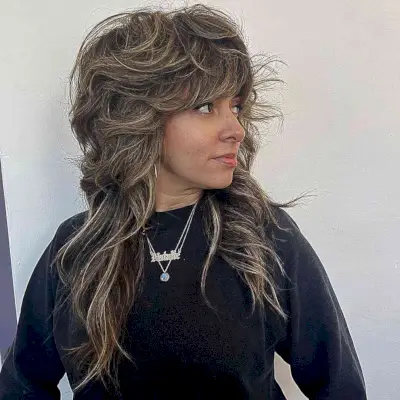 Blowout on Wavy Long Layered Wolf Shag