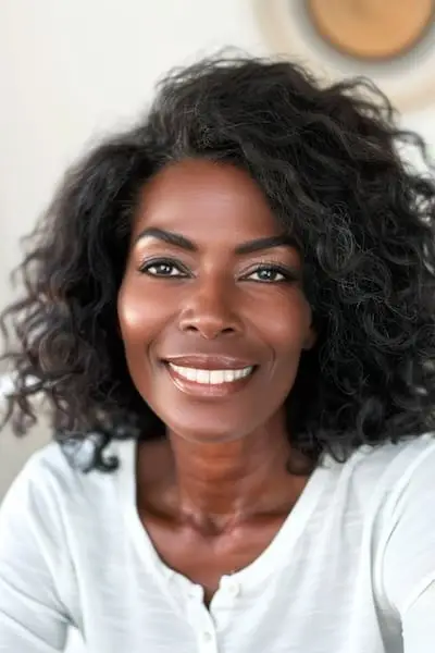 나이든 여성을 위한 자연스러운 컬 헤어스타일.