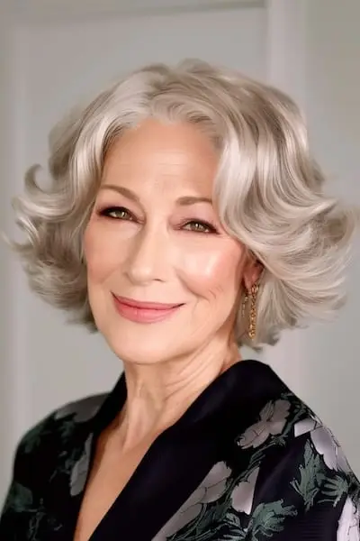 나이든 여성을 위한 레이어드 웨이브 헤어스타일.